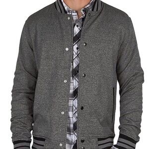 Hot Topic Rude Gray and Black Button Varsity Jacket